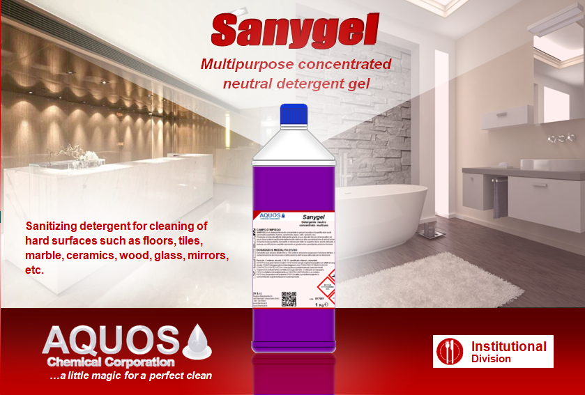 SANYGEL: Neutral gel concentrated detergent for cleaning hard surfaces