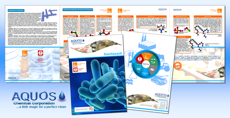 Nuova brochure prodotti sanitizzanti per le applicazioni nei settori &quot;Food & Beverage&quot; ed &quot;Institutional&quot;