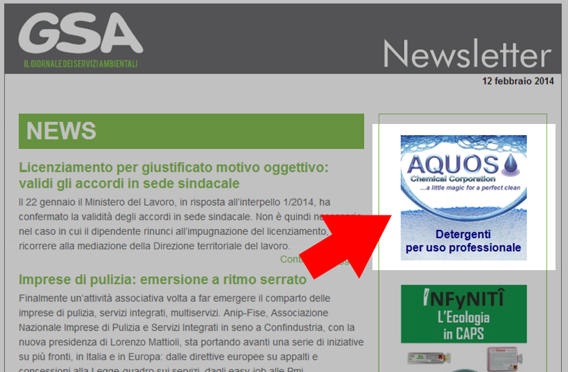 Aquos in the GSA February 2014 newsletter (the newspaper of environmental services)