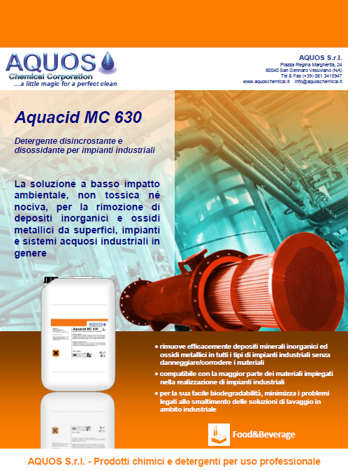 Aquacid MC 630 - Nuovo detergente nella linea &quot;Disincrostanti Acidi&quot; della sezione &quot;Food & Beverage&quot;